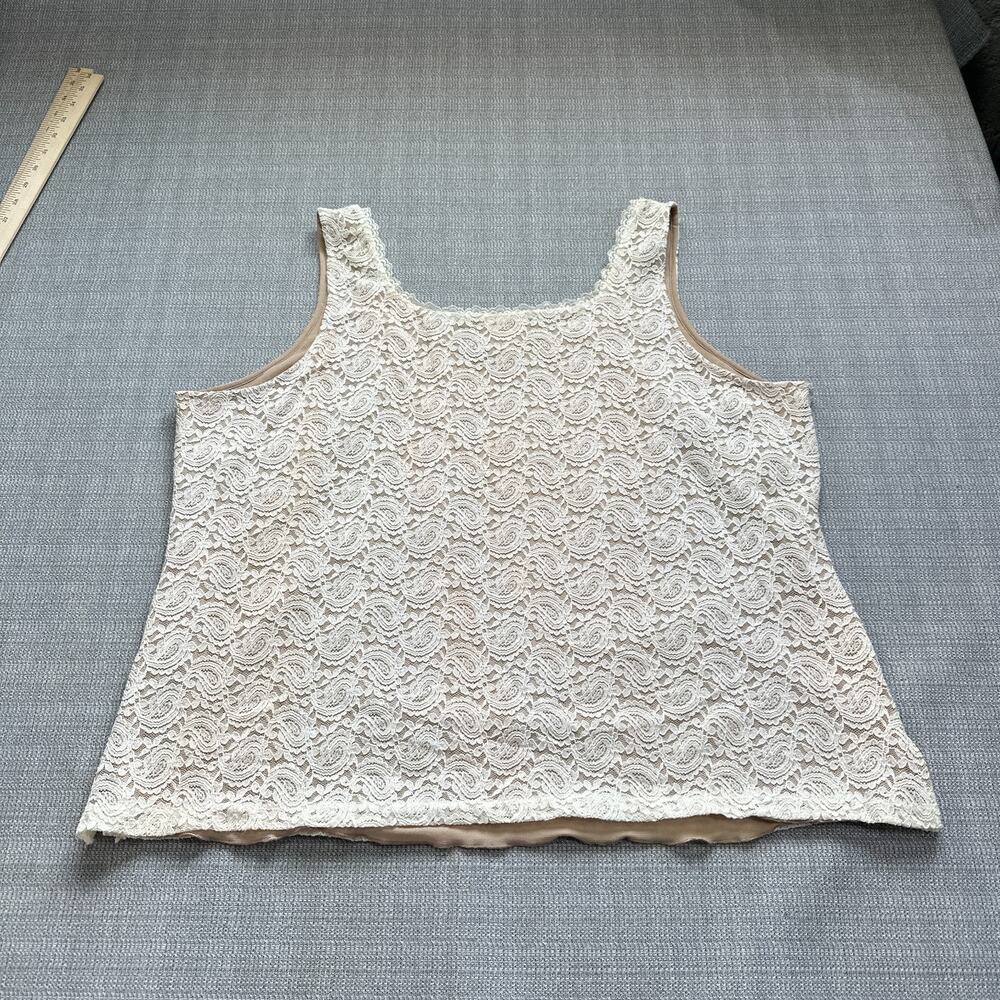Kathleen Kirkwood Tank Top Shirt Womens 2X Y2K Fairy Lace Overlay Cream Stretch - Picture 4 of 8